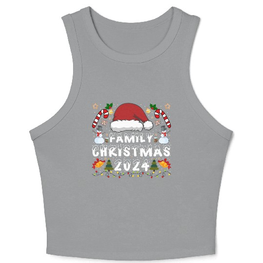 Family Christmas 2024 Squad Santa Elf Funny Xmas Crop Tank Top