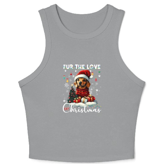 Dachshund Christmas Tree Lights Decorations Dog Crop Tank Top