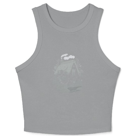 Dark Cottagecore: Cottage in Bloom Crop Tank Top