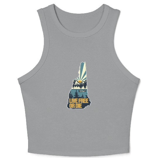 Live Free or Die Retro New Hampshire Nature Crop Tank Top