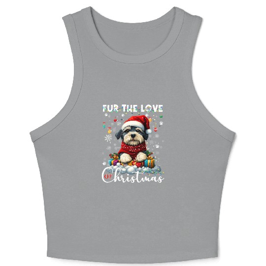 Shih Tzu Christmas Tree Lights Decorations Dog Crop Tank Top