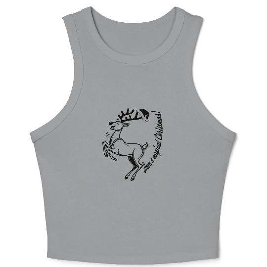 Joyful Reindeer: Leaping into Christmas Crop Tank Top