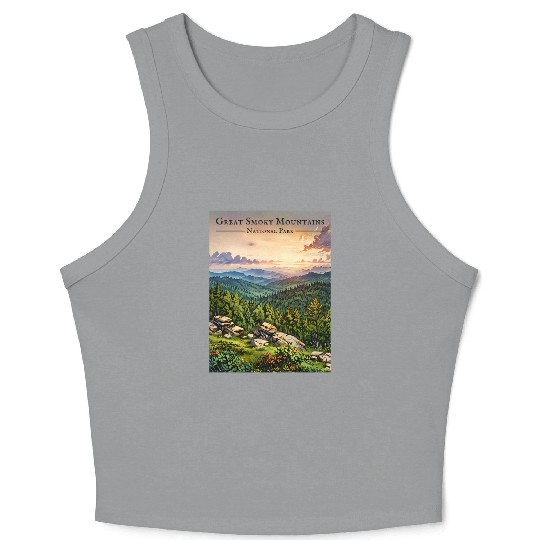 Sunset Serenity - Great Smoky Mountains Crop Tank Top