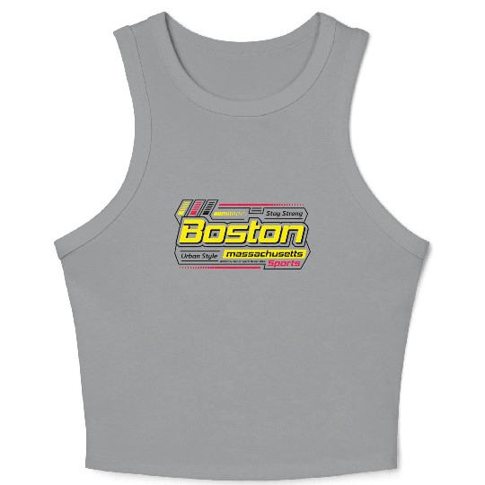 Boston Massachusetts Design Modern Sports Yellow Crop Tank Top