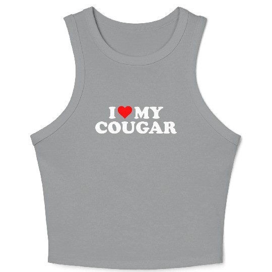 I Love Cougars Cougar Humor Valentine's Day 3BK1 Crop Tank Top