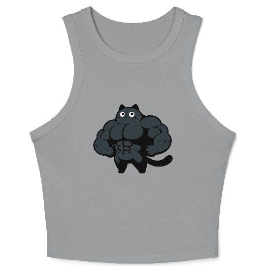 Black Cat Gym Cartoon Crop Tank Top