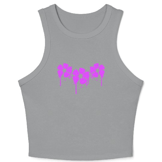 Flowers Pink Graffiti Drop Spray Spring Summer Fun Crop Tank Top