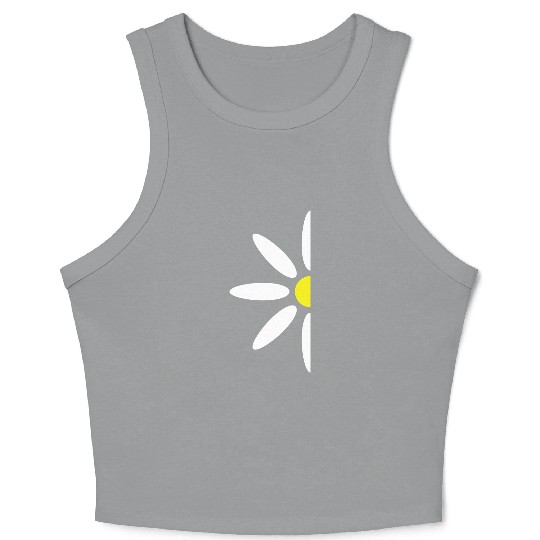 Small Daisy Half Flower White Decorative Beautiful Crop Tank Top