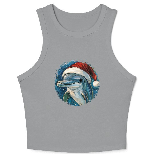 Dolphins Christmas Crop Tank Top
