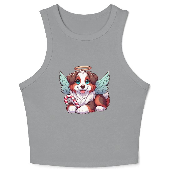 Cute Christmas Dog Australian Shepherd Crop Tank Top
