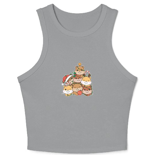 Hamster Christmas Tree Funny Animal Christmas Crop Tank Top