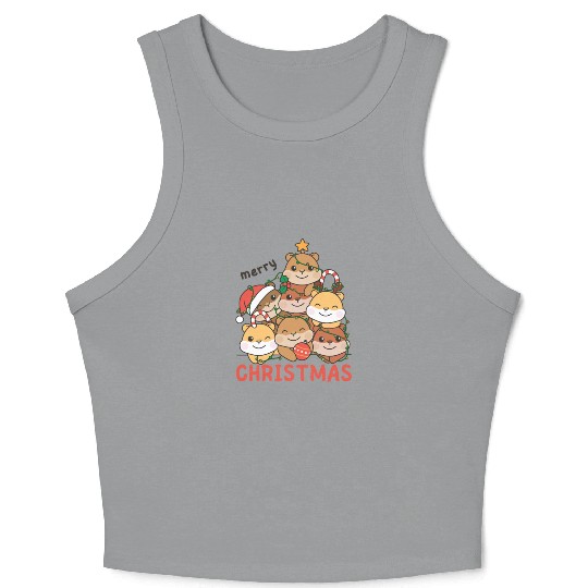 Hamster Christmas Tree Merry Christmas Crop Tank Top