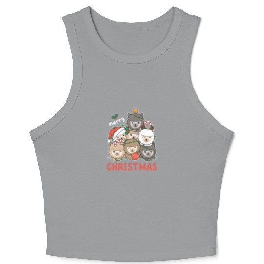 Alpaca Christmas Tree Merry Christmas Crop Tank Top