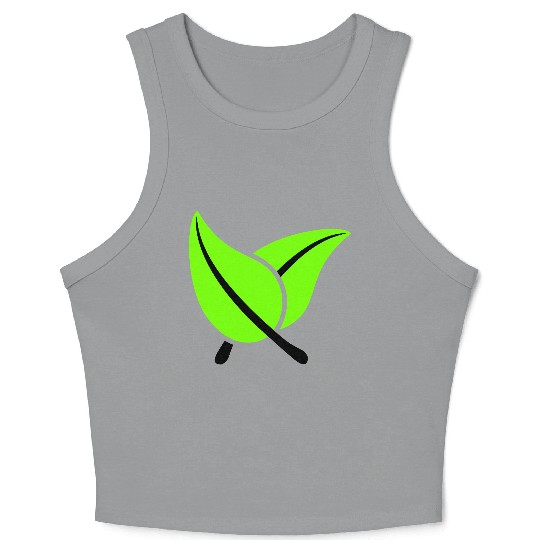 2 Green Beautiful Leaves Eco Spring Summer Nature Crop Tank Top
