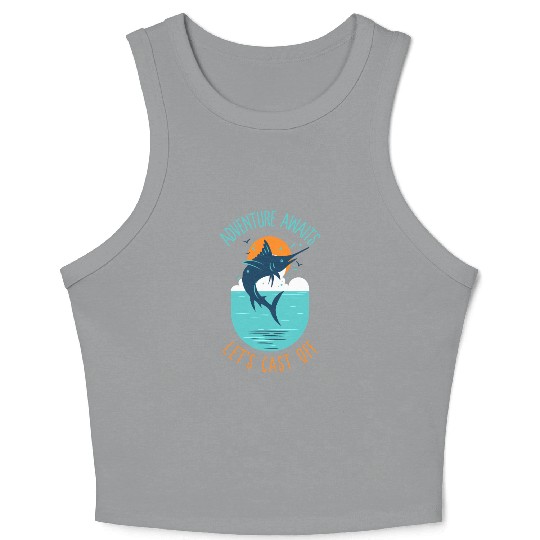 Adventure Awaits—Let's Cast Off Adventure Fishing Crop Tank Top