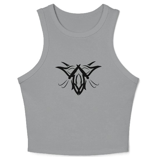 Angry werewolf Tribal Elegance in Black Ink line Crop Tank Top