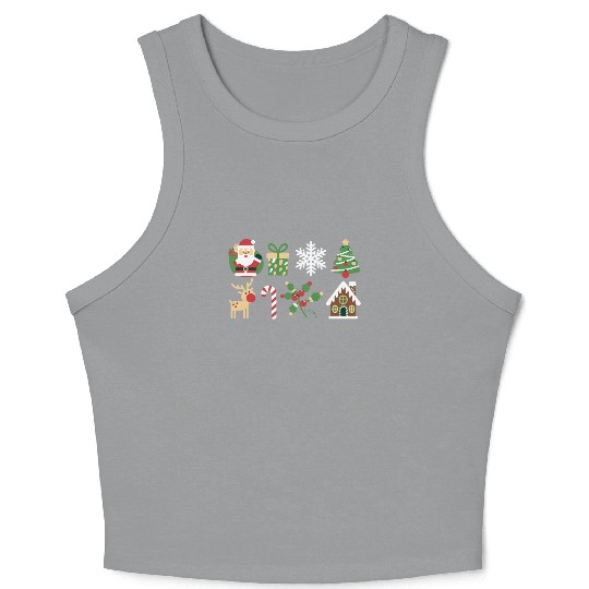 Christmas Icons Santa Tree Reindeer Festive Family Crop Tank Top