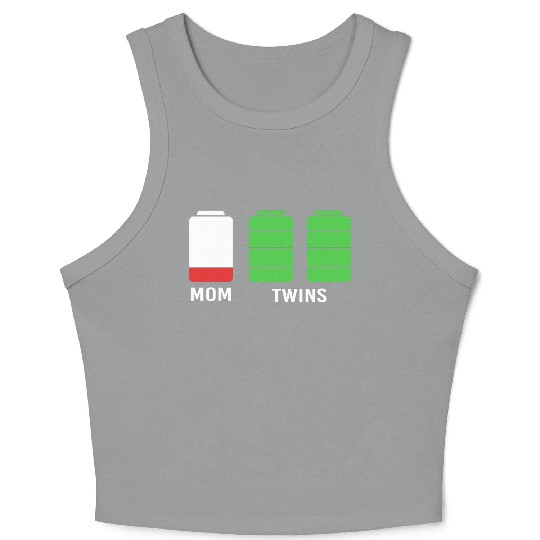 Funny Birthday Mama Twin Mom Low Battery Crop Tank Top