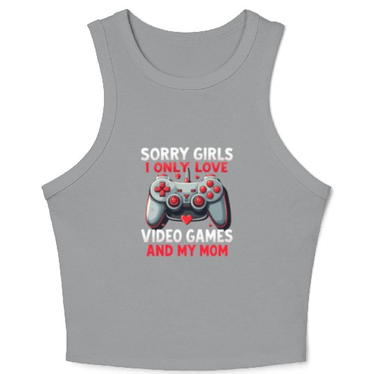 Valentines Day Boys kids Mom Son Video Games Gamer Crop Tank Top