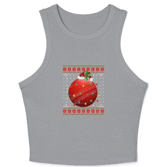 Cricket Player Christmas Crop Tank Top
