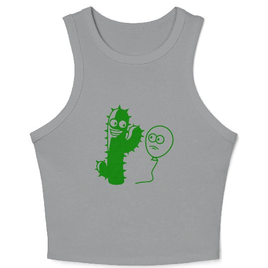 Cactus Balloon Friends Handshake Greeting Spikes Crop Tank Top