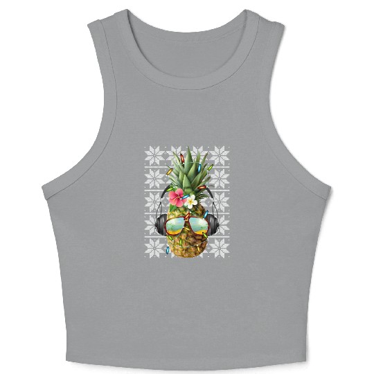 Pineapple Christmas Lights Crop Tank Top