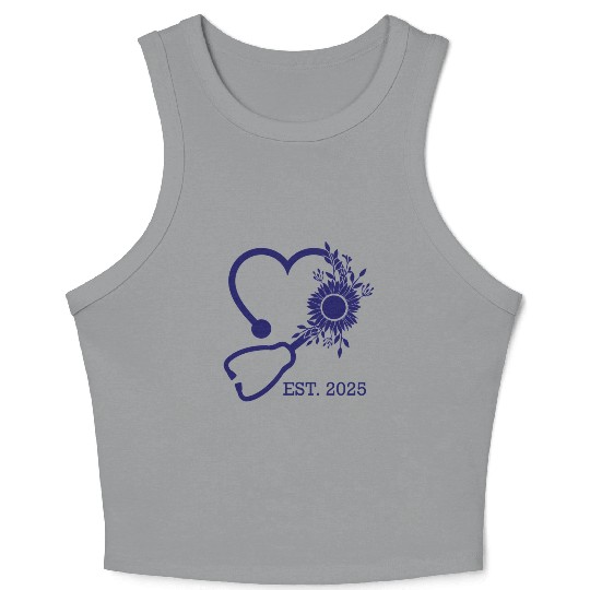 NAVY STETH FLOWER Crop Tank Top