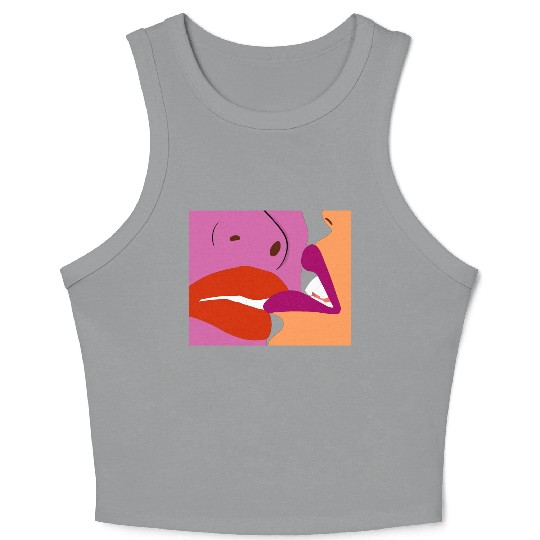 Lesbians Kissing Hand Drawn Art Crop Tank Top