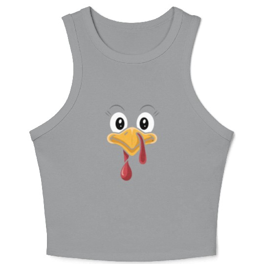 Funny Turkey Face Thanksgiving Humor Crop Tank Top
