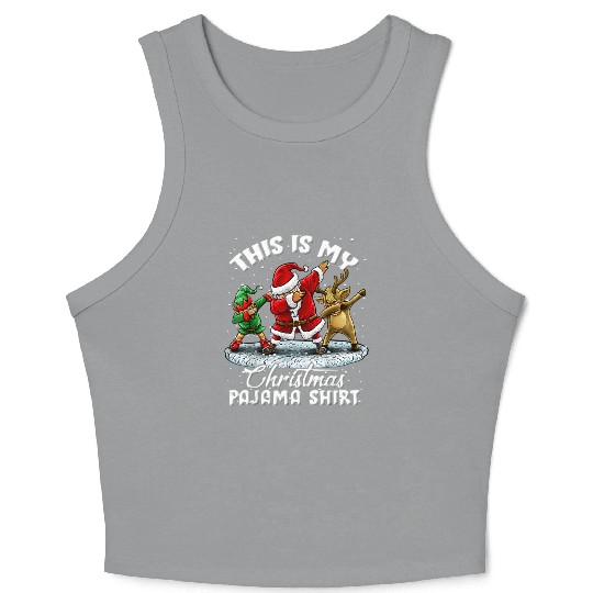 This Is My Christmas Pajama Dabbing Santa Elf Crop Tank Top