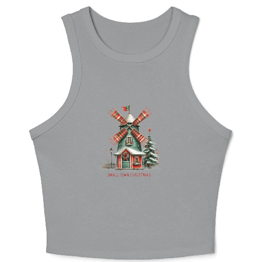 Small Town Christmas Windmill Crop Tank Top