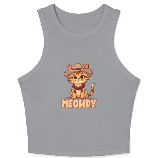 Cowboy Cat "Meowdy" Western yellow wild west cat Crop Tank Top