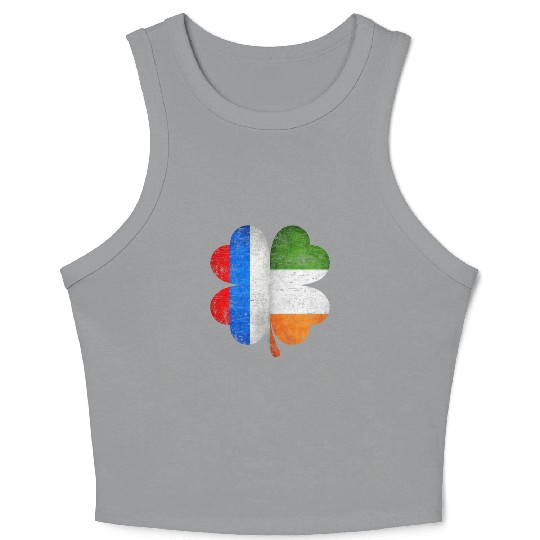 Russian Irish Shamrock Russia Ireland Flag Crop Tank Top