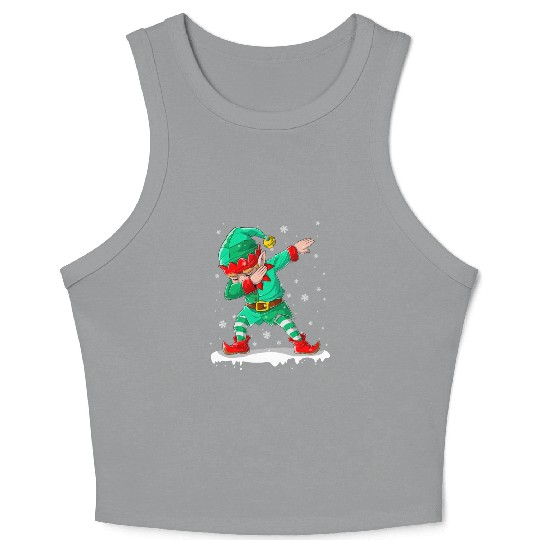 Dabbing Elf Christmas Tree Lights Xmas Family Crop Tank Top
