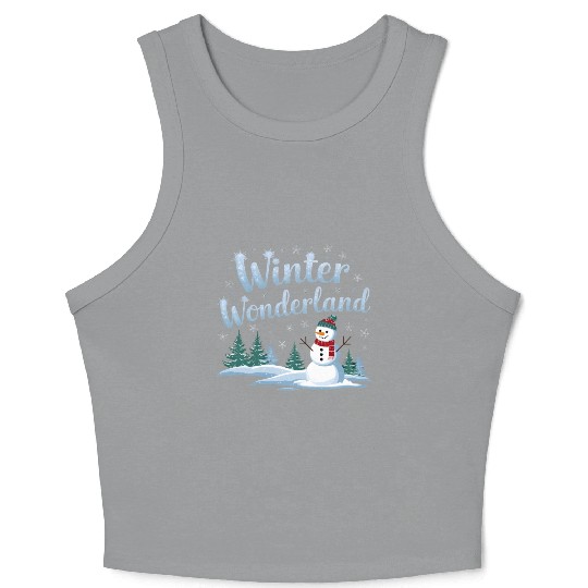 christmas snowman winter wonderland Crop Tank Top