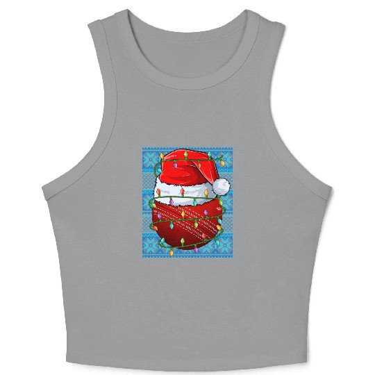 Cricket Ball Christmas Lights Crop Tank Top