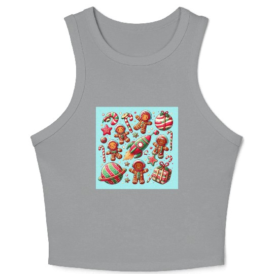 Gingerbread spaceship christmas Crop Tank Top