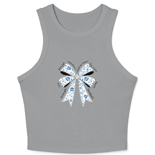 Christmas Coquette Bow, Merry Christmas Crop Tank Top