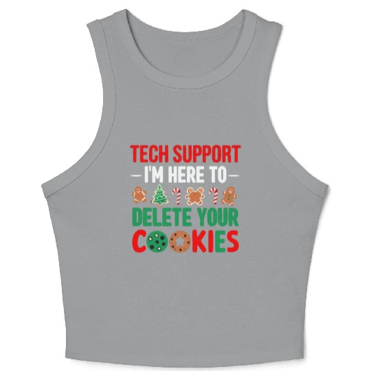 Tech Support Christmas Cookies Women Men Funny Crop Tank Top