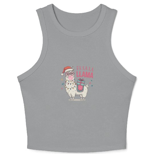 Christmas Llamas, Fa La La Llama Crop Tank Top