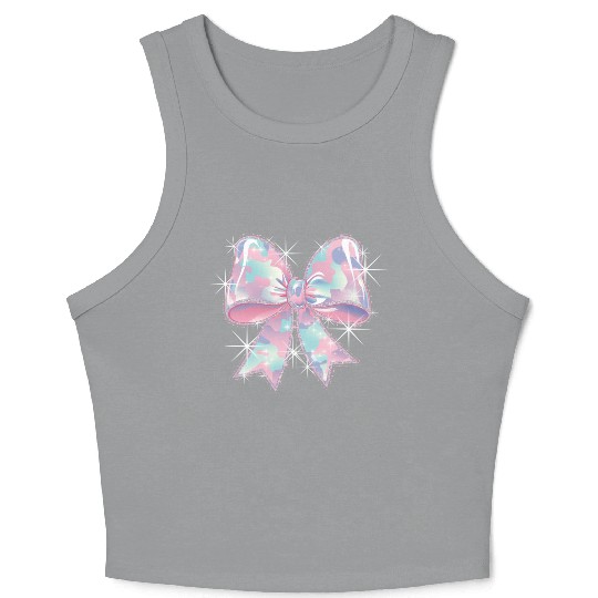 Christmas Coquette Bow, Merry Christmas Crop Tank Top