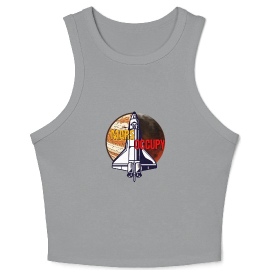 Mars Occupy -Rocket & Planet Space Design Crop Tank Top