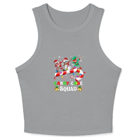 Dabbing Santa Elf Snowman Candy Cane Christmas Crop Tank Top