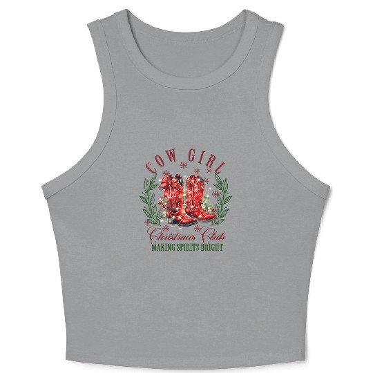 COW GIRL, Merry Christmas Crop Tank Top