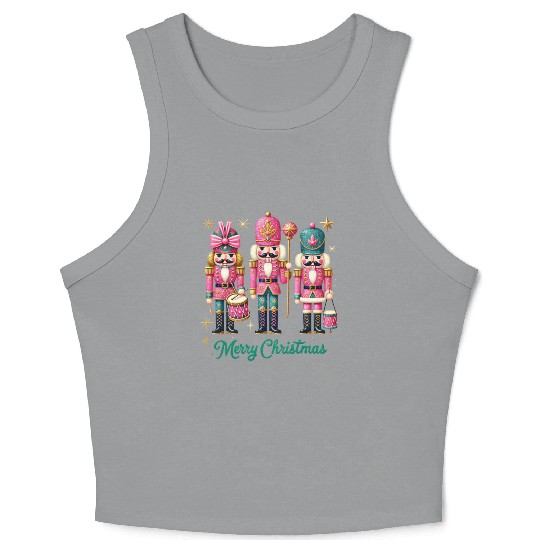 Glitter Nutcracker Friends, Merry Christmas Crop Tank Top