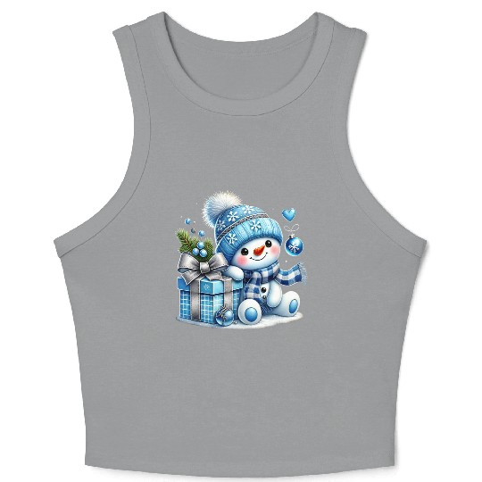 Cute Snowman, Christmas Snowman, Merry Christmas Crop Tank Top