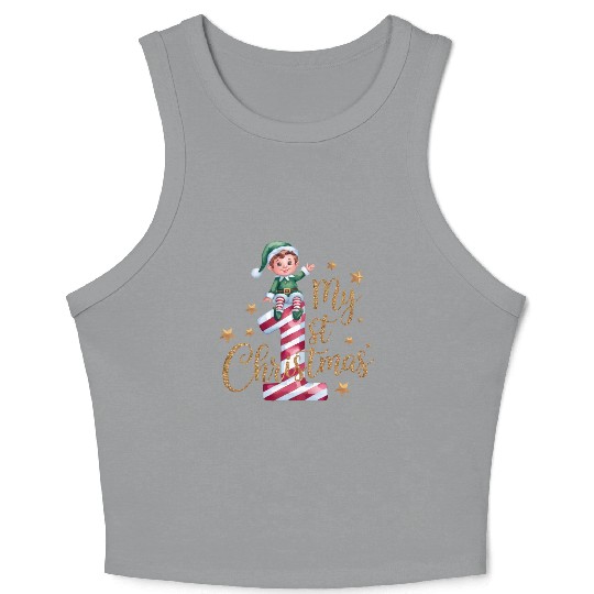Merry Christmas, Christmas Retro Crop Tank Top