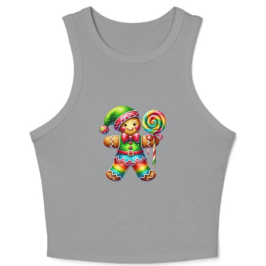 Gingerbread Christmas, Merry Christmas, Candy Crop Tank Top