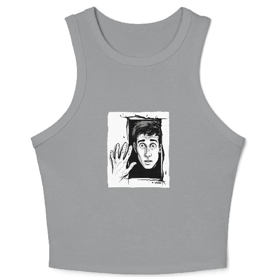Abstract Surrealist Cartoon Man Crop Tank Top