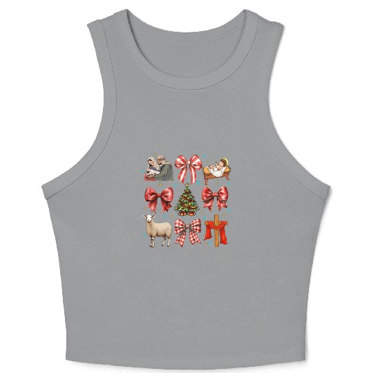 Christmas Coquette Bow, Merry Christmas Crop Tank Top